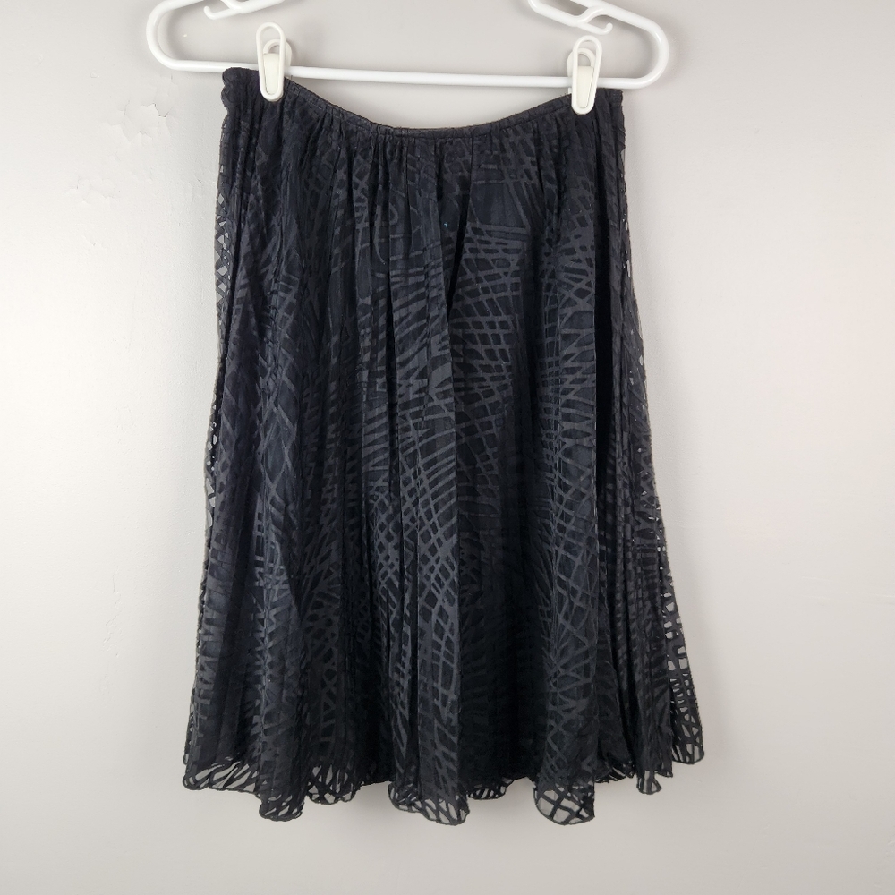 Vintage 90s Gianni Versace Black Laawr Cut Sheer Lined Skirt Size 42